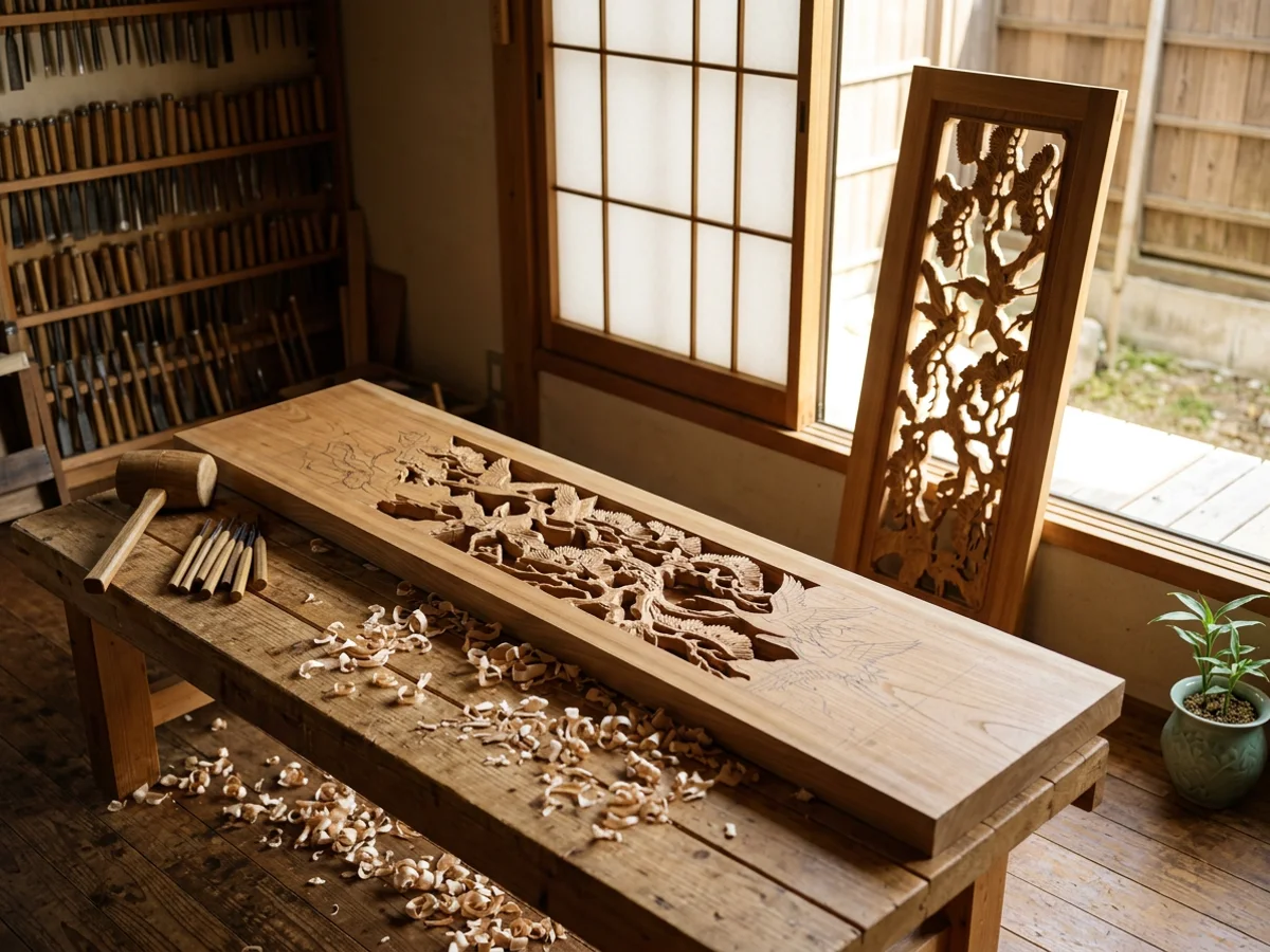 Inami — Woodcarving — transoms and lion heads